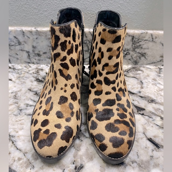 LAST CHANCE Cole Haan Harrington Leopard Print Real Fur Ankle Booties 8 - Picture 3 of 8